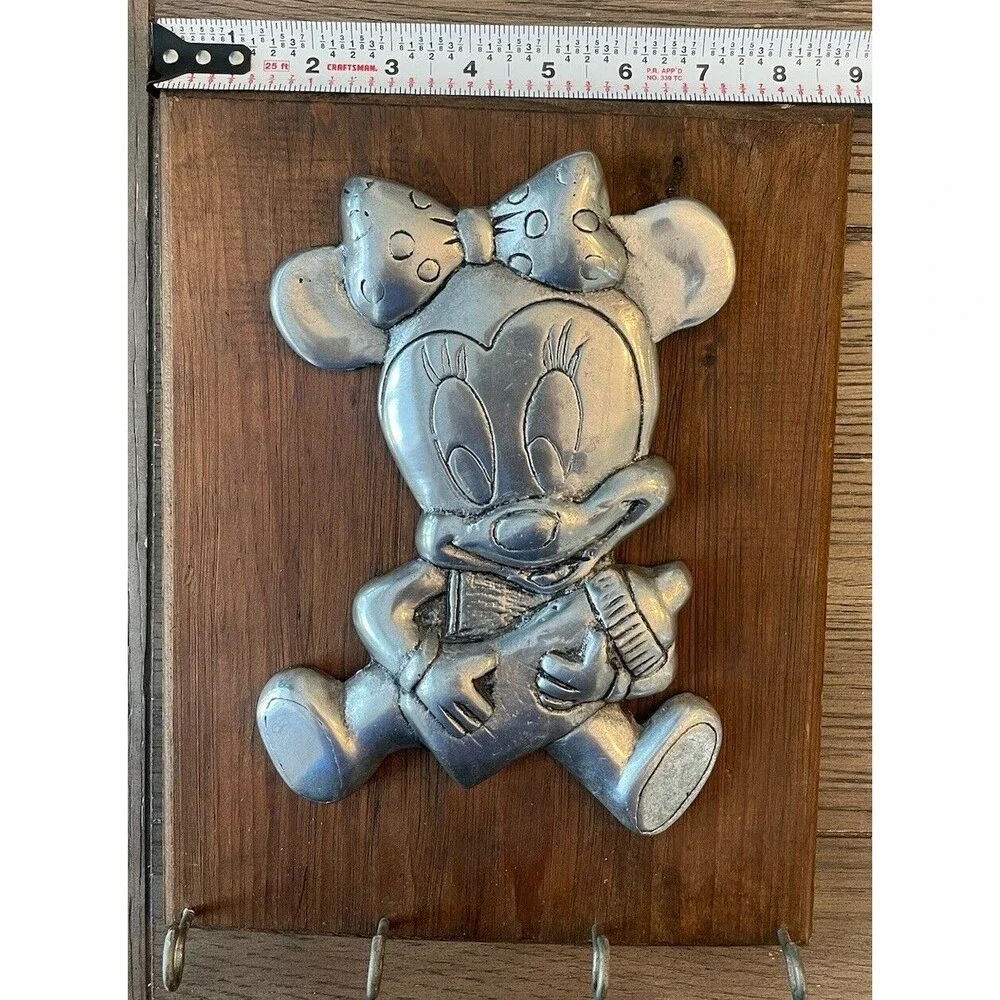 Vintage Disney baby minnie mouse pewter Wood Frame Nursery RARE Find 11x9
